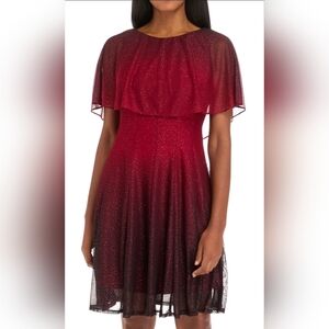 NWT Danny and Nicole Red Ombre Sequin Sheer Shawl Dress Size 20W $110 Retail